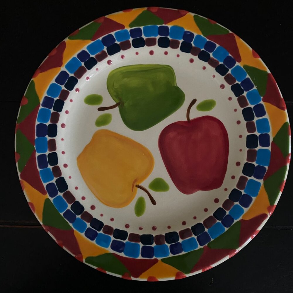 Apple Design Serving Plate Colorful 11" diameter